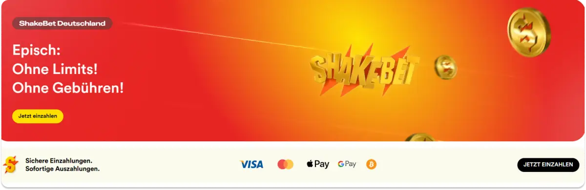 Der neue Anbieter Shakebet - Bonus ohne Limit