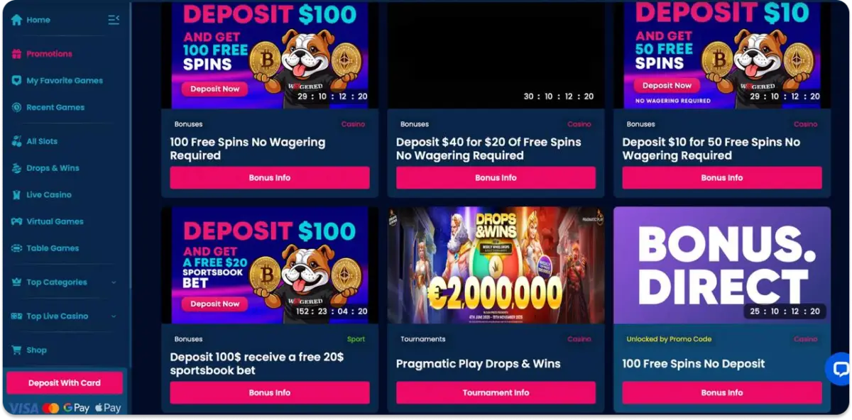 Wagered Casino Freispiele ohne Einzahlung