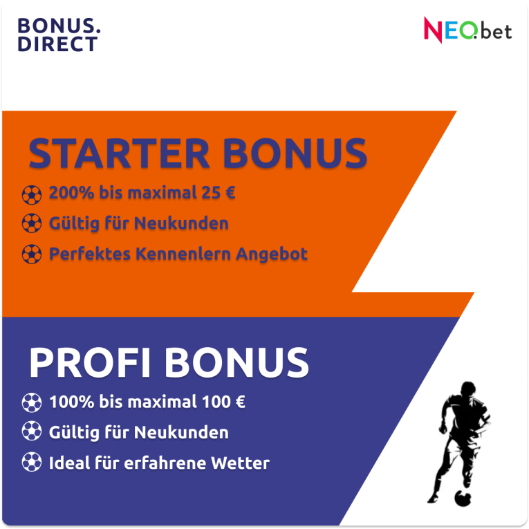 Der NEObet Starter und Profi Bonus