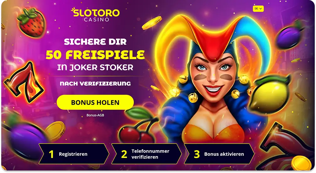 Unsere Empfehlung für Mai 2026: 20 € Casino Bonus ohne Einzahlung von Slotoro!