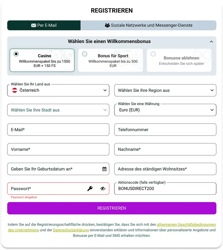 Registriere dich bei Spinbetter mit dem Bonuscode 