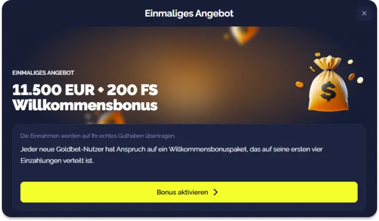 Bis zu 11.500 € Bonus: Dein perfekter Start bei Goldbet!