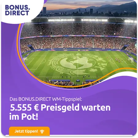 Nimm am BONUS.DIRECT Tippspiel zur WM 2026 teil - 5.555 € Preisgeld warten!