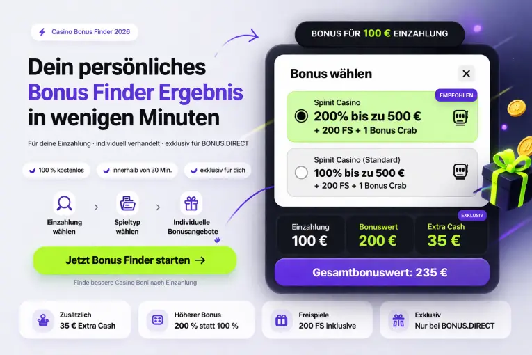 Besseren Bonus bekommen mit dem BONUS.DIRECT Bonus Finder