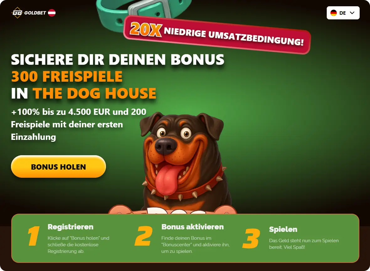 Exklusiv über BONUS.DIRECT bekommst du bei Goldbet 300 Freispiele ohne Einzahlung für 