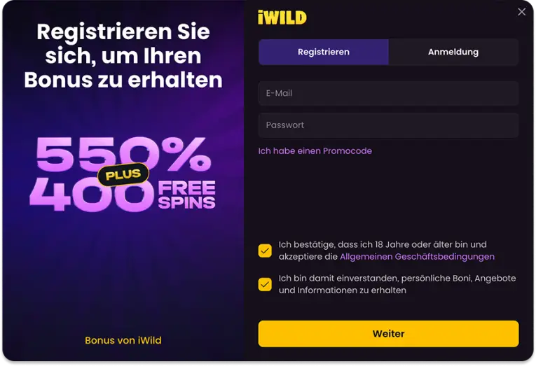 Bis zu 4.000 $ Bonus warten auf Neukunden bei iWild Casino!
